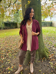 Wine Tie Waist Jacket Charlotte