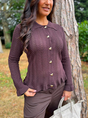 Chocolate Pattern Knit Shirt Sherry