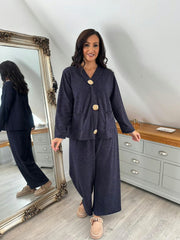 Navy Knitted Top and Trouser Set Evie