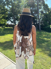 Chocolate Broderie Floral Vest Top Becky