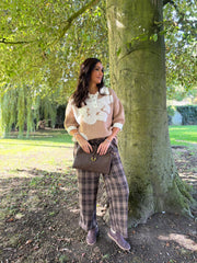 Camel Luxury Collared Floral Knit Eve