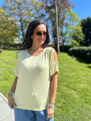 Lemon Cold Shoulder Top Orla