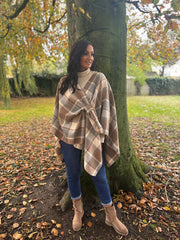 Mocha Check Tie Shawl Roxie