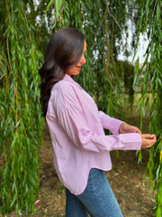 Pink Lace Detail Striped Shirt Rosie