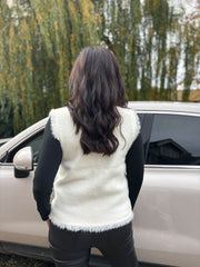 Winter White Soft Fringed Waistcoat Selma