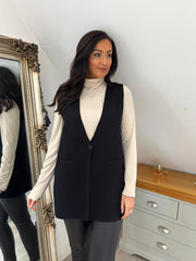 Black Single Button Waistcoat Kylie