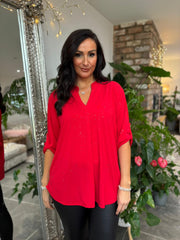 Red Sparkle Blouse Gloria