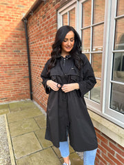 Black Drawstring Pocket Jacket