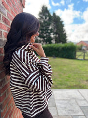 Chocolate & Cream Striped Hoodie Ella