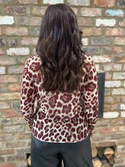 Wine Sheer Leopard Print Top Hope
