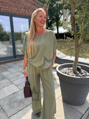 Khaki Sequin Star Trousers Taryn