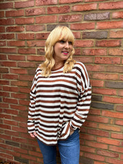 Chocolate Stripe Long Sleeve Top Yasmin