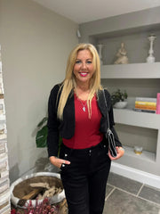 Black Sparkle Diamante Cropped Jacket Zoe