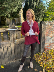 Wine Ribbed Knit Scarf Two Piece Jo