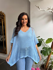 Light Blue Open Weave Knit Peyton
