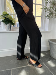 Black Textured Lightweight Trousers Kaylee