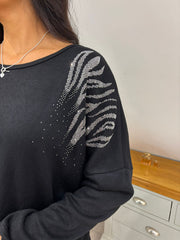 Black Animal Pattern Knit Louisa