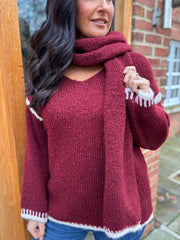 Wine Blanket Stitch Two Piece Knit Leanne