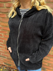 Black Chenille Zip Hoodie Carrie