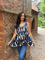 Navy Block Print Vest Isabella