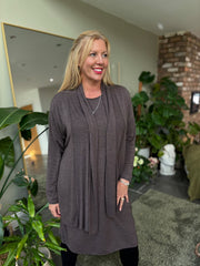 Chocolate Soft Drape Cardi Flora