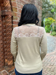 Stone Lace Ribbed Top Francesca