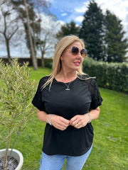 Black Net Sleeve Applique Tee Gemma