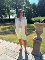 Stone Linen Studded Palm Shirt Ruby