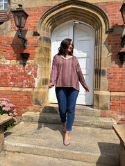 Wine Pattern Stripe Shimmer Top Freya