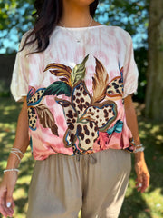 Pink Leopard Floral Top Sasha