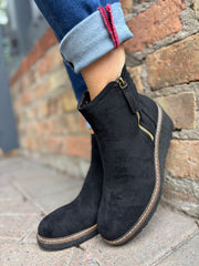 Black Zip Wedge Boots