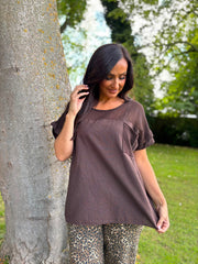Chocolate Mesh Detail Top Parker