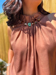 Rust Beaded Sleeveless Top Natasha