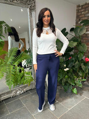 Navy Knitted Trousers Chloe