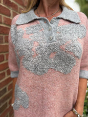 Rose Luxury Collared Floral Knit Eve