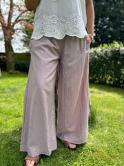 Mocha Sparkle Wide Leg Pull On Trousers