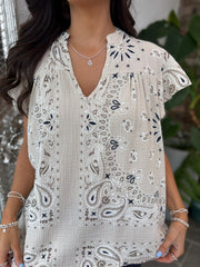 Stone Bubble Cotton Paisley Top Sammie