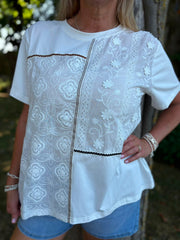 White Embroidered Panel Top Tiffany