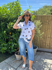 White Polka Dot Tie Front Blouse Tiana
