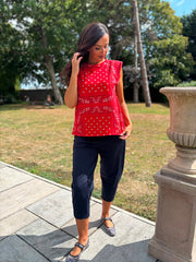 Red Sleeveless Paisley Top Caitlyn