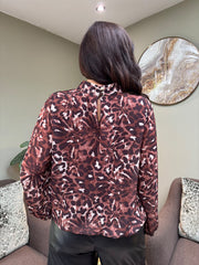 Chocolate Abstract Leopard Blouse Poppy