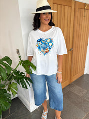 White Marine Heart Tee Sally