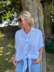 White Tie Front Blouse Brielle