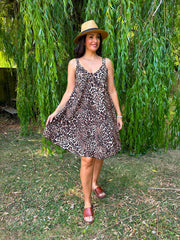 Mixed Leopard Sleeveless Dress Cleo