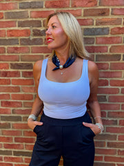 White Smooth Double Layered Vest Saylor