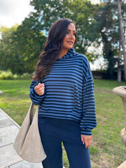 Denim Striped Hoodie Ella