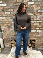 Chocolate Button Detail Roll Neck Eliza
