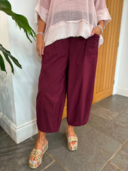 Wine Barrel Leg Pocket Front Trousers