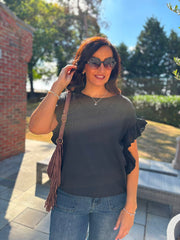 Black Ruffle Top Maisie