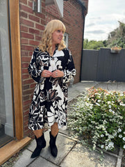 Monochrome Floral Detail Dress Eden